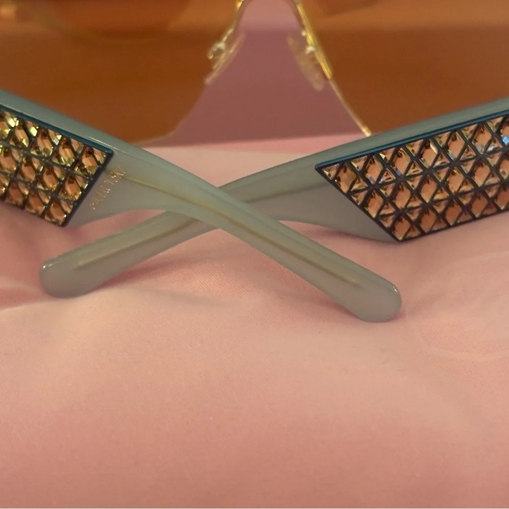 🩵 Swarovski 30X Crystal Embellished Gradient Shield Sunglasses full inclusion - Picture 7 of 12